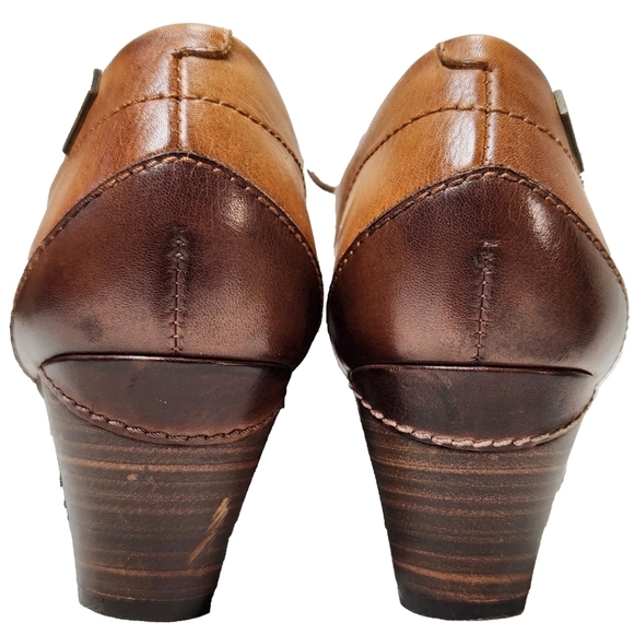 PIKOLINOS Lace-Up Oxford Heels Sz 39/8.5 Soft Tan Leather Pumps Made in Spain - Picture 6 of 15